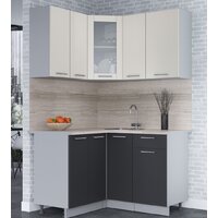 Готовая кухня Интерлиния Мила 12x13 (персидский жемчуг-антрацит-травертин серый) - Превью изображения №2 — Интернет-магазин Time-Shop