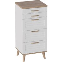 Мебельград Гавана 5ящ 50.2x40.4x109 (дуб светлый натуральный/белый аляска/белый матовый)