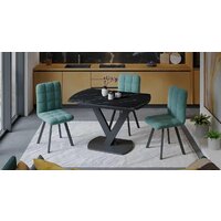 Кухонный стол Трия Салерно Тип 1 (черный муар/стекло черный мрамор) - Превью изображения №3 — Интернет-магазин Time-Shop