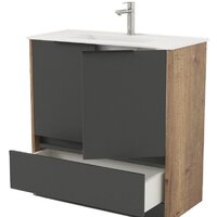  Дабер Тумба под умывальник 017 WeltWasser Deilbach 7517-80 Т17.8W.0.22Ч (дуб галифакс/серый/ручка черная) - Превью изображения №2 — Интернет-магазин Time-Shop