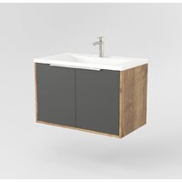  Дабер Тумба под умывальник 018 Andrea Elen 80 Т18.8А.0.22Б (дуб галифакс/серый/ручка белая) - Превью изображения №2 — Интернет-магазин Time-Shop