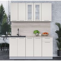 Готовая кухня Интерлиния Мила 16-60 (персидский жемчуг/персидский жемчуг/травертин серый) - Превью изображения №2 — Интернет-магазин Time-Shop