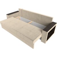 Диван Лига диванов Дубай Лайт полки справа 114346 (микровельвет бежевый) - Превью изображения №6 — Интернет-магазин Time-Shop