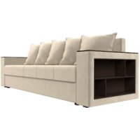 Диван Лига диванов Дубай Лайт полки справа 114346 (микровельвет бежевый) - Превью изображения №3 — Интернет-магазин Time-Shop