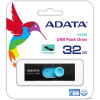 USB Flash ADATA UV220 32GB (черный/голубой) - Превью изображения №3 — Интернет-магазин Time-Shop