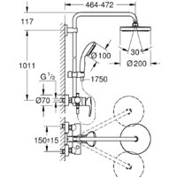 Душевая система  Grohe New Tempesta Cosmopolitan 200 26244001 - Превью изображения №2 — Интернет-магазин Time-Shop