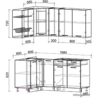 Готовая кухня Интерлиния Мила 12x17 без столешницы (серебристый/антрацит) - Превью изображения №2 — Интернет-магазин Time-Shop