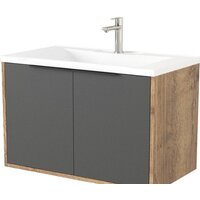 Дабер Тумба под умывальник 018 Andrea Elen 80 Т18.8А.0.22Ч (дуб галифакс/серый/ручка черная)