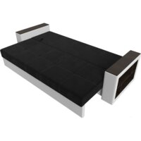 Диван Лига диванов Дубай лайт полки справа 114330 (микровельвет черный/экокожа белый) - Превью изображения №7 — Интернет-магазин Time-Shop