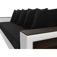 Диван Лига диванов Дубай лайт полки справа 114330 (микровельвет черный/экокожа белый) - Превью изображения №5 — Интернет-магазин Time-Shop