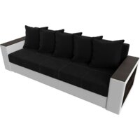 Диван Лига диванов Дубай лайт полки справа 114330 (микровельвет черный/экокожа белый) - Превью изображения №3 — Интернет-магазин Time-Shop