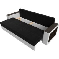 Диван Лига диванов Дубай лайт полки справа 114330 (микровельвет черный/экокожа белый) - Превью изображения №6 — Интернет-магазин Time-Shop