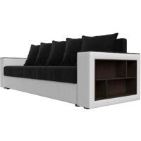 Диван Лига диванов Дубай лайт полки справа 114330 (микровельвет черный/экокожа белый) - Превью изображения №4 — Интернет-магазин Time-Shop