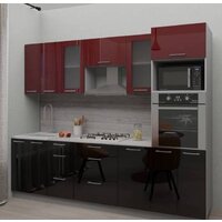 Готовая кухня Интерлиния Мила Gloss 2.8 (бордовый-черный) - Превью изображения №4 — Интернет-магазин Time-Shop