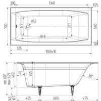 Ванна Wotte Forma 150x70 БП-э00д1470 - Превью изображения №3 — Интернет-магазин Time-Shop