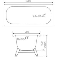 Ванна Виз Antika A-20001 120х70 (белая орхидея, c ножками) - Превью изображения №5 — Интернет-магазин Time-Shop