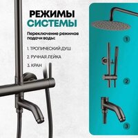 Душевая система  Grocenberg GB7099 (графит) - Превью изображения №4 — Интернет-магазин Time-Shop