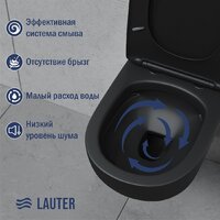 Унитаз подвесной Lauter с инсталляцией Sulzdorf с микролифтом и кнопкой смыва 219704HD (белый/черный) - Превью изображения №6 — Интернет-магазин Time-Shop
