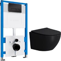 Унитаз подвесной Lauter с инсталляцией Sulzdorf с микролифтом и кнопкой смыва 219704HD (белый/черный) - Превью изображения №2 — Интернет-магазин Time-Shop