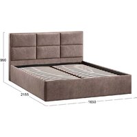 Кровать Трия Стелла Тип 1 c ПМ и заглушиной 160x200 (микровелюр Wellmart Latte) - Превью изображения №4 — Интернет-магазин Time-Shop