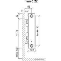 Стальной панельный радиатор Royal Thermo Compact C22-300-500 (Bianco Traffico) - Превью изображения №2 — Интернет-магазин Time-Shop