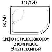 Душевой поддон Wemor 110/80/44 R (асимметричный) - Превью изображения №3 — Интернет-магазин Time-Shop