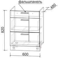 Шкаф напольный Интерлиния Компо НШ60ВП (белый платинум) - Превью изображения №2 — Интернет-магазин Time-Shop
