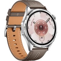 Умные часы Huawei Watch GT 6 46 мм (серебристый, с коричневым кожаным ремешком, международная версия) - Превью изображения №3 — Интернет-магазин Time-Shop