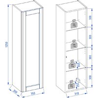  Lauter Шкаф-полупенал Estel 35 (светло-серый полуматовый) - Превью изображения №6 — Интернет-магазин Time-Shop