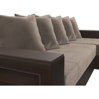 Угловой диван Лига диванов Дубай лайт правый 114156 (велюр коричневый/экокожа коричневый) - Превью изображения №9 — Интернет-магазин Time-Shop