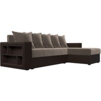 Угловой диван Лига диванов Дубай лайт правый 114156 (велюр коричневый/экокожа коричневый) - Превью изображения №2 — Интернет-магазин Time-Shop