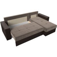 Угловой диван Лига диванов Дубай лайт правый 114156 (велюр коричневый/экокожа коричневый) - Превью изображения №7 — Интернет-магазин Time-Shop