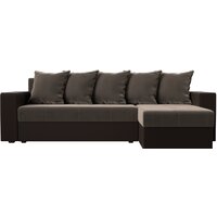 Угловой диван Лига диванов Дубай лайт правый 114156 (велюр коричневый/экокожа коричневый) - Превью изображения №3 — Интернет-магазин Time-Shop