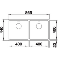 Кухонная мойка Blanco Andano 400/400-U (без клапана-автомата) - Превью изображения №4 — Интернет-магазин Time-Shop