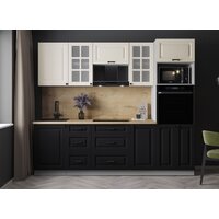 Готовая кухня Интерлиния Мила Деко 2.5 (черный/белый/дуб бунратти) - Превью изображения №2 — Интернет-магазин Time-Shop