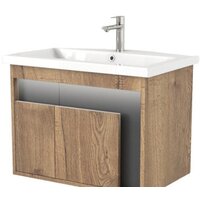 Дабер Тумба под умывальник 016 60 Т16.6.0.22_light (с подсветкой, дуб галифакс/серый)