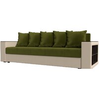 Лига диванов Дубай Лайт полки справа 114327 (микровельвет зеленый/экокожа бежевый)