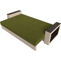 Диван Лига диванов Дубай Лайт полки справа 114327 (микровельвет зеленый/экокожа бежевый) - Превью изображения №7 — Интернет-магазин Time-Shop