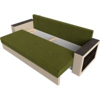 Диван Лига диванов Дубай Лайт полки справа 114327 (микровельвет зеленый/экокожа бежевый) - Превью изображения №6 — Интернет-магазин Time-Shop