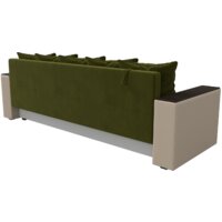 Диван Лига диванов Дубай Лайт полки справа 114327 (микровельвет зеленый/экокожа бежевый) - Превью изображения №8 — Интернет-магазин Time-Shop