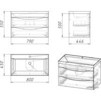  Grossman Тумба под умывальник Талис 80 108014 (белый глянец/бетон пайн) - Превью изображения №3 — Интернет-магазин Time-Shop