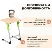 Ученический стол Sheffilton SHT-T-TN27 г5-7 (одн. береза/алюминиевый металлик/мятный) - Превью изображения №8 — Интернет-магазин Time-Shop