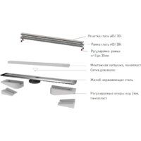 Трап/канал Berges Wasserhaus B1 Keramik 300 (матовый хром) - Превью изображения №6 — Интернет-магазин Time-Shop