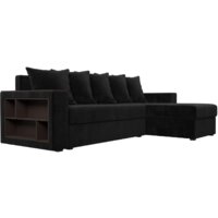 Угловой диван Лига диванов Дубай лайт правый 114153 (велюр черный) - Превью изображения №2 — Интернет-магазин Time-Shop