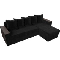 Угловой диван Лига диванов Дубай лайт правый 114153 (велюр черный) - Превью изображения №4 — Интернет-магазин Time-Shop