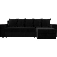 Угловой диван Лига диванов Дубай лайт правый 114153 (велюр черный) - Превью изображения №3 — Интернет-магазин Time-Shop