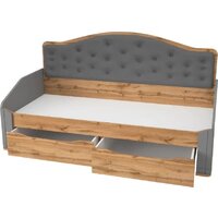 Кровать-тахта Modula Карпин INV01KM-2S-2056/987/1116(06) (серый/дуб натюрель/серый ткань) - Превью изображения №2 — Интернет-магазин Time-Shop