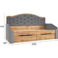 Кровать-тахта Modula Карпин INV01KM-2S-2056/987/1116(06) (серый/дуб натюрель/серый ткань) - Превью изображения №5 — Интернет-магазин Time-Shop