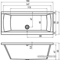 Ванна Riho Julia 160x70 (без ножек) - Превью изображения №2 — Интернет-магазин Time-Shop