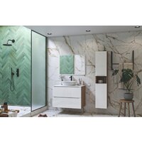  ЗОВ Тумба под умывальник Дион 70 D70LHO0M9003GKV5-KP13W (белый глянец/дуб) - Превью изображения №4 — Интернет-магазин Time-Shop